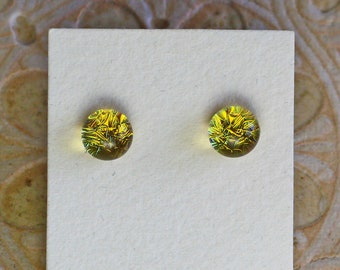Dichroic Glass Earrings, Sun Yellow DGE-1402