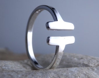 Geometric Sterling Silver Ring. Parallel Bar Ring. Adjustable Ring. Double Bar Ring. Minimalist Jewelry. Open Ring. Silver 925 ring. Simple.