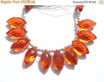 25% OFF Summer Sale 10 Pcs Outrageous Orange Quartz Faceted Rice Briolette (Dew Drops) Size 15*8 MM