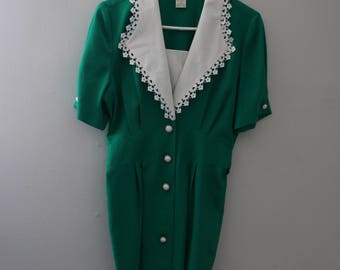 Vintage Green Collared Dress
