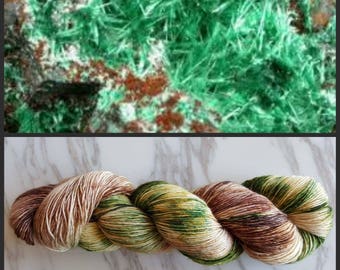 Hand Dyed Yarn, Muscovite, Single Ply Merino and Stellina, Sparkle, Perfect for Shawls and Lightweight Accessories - Brochantite