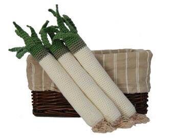 Crochet leek(1pcs)- Play Pretend Food Crochet Vegetables Kitchen Decor Montessori Toys Kids Toy Play Kitchen Food Toys For Toddlers