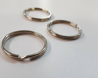 25pk / 1" Nickel Plated Silver Steel Round Edged Split Circular Keychain Ring Clips for Car Home Keys Organization