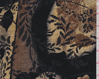Black/Brown Floral Chenille Jacquard, Fabric By The Yard