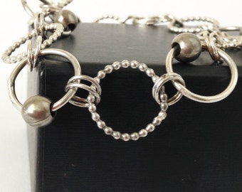 Handmade Sterling Silver Chain Bracelet - Handmade Link Bracelet - Graduation Gift - 25th Anniversary