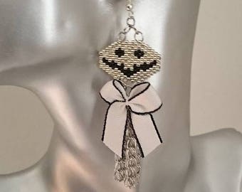 new! great halloween Jack woven peyote earrings