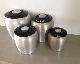 vintage kitchen canisters kromex brushed aluminum mid century