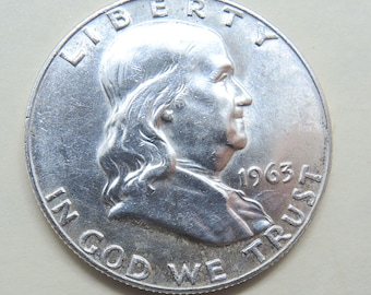 1963 D Franklin Half Dollar, Collectible Half Dollar, Vintage Half Dollar, USA Coins, Silver Coins, FREE Shipping