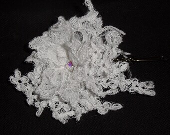 White flower bridal hair stick