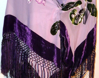 Beautiful Purple Floral Burnt Velvet Shawl/Scarf