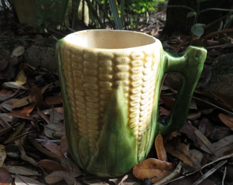 Majolica Corn Mug - Shawnee or Brush McCoy Pottery