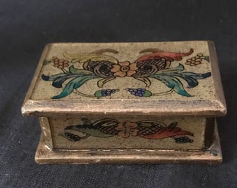 Vintage Box Wooden Trinket Box Ring Box Miniature Box