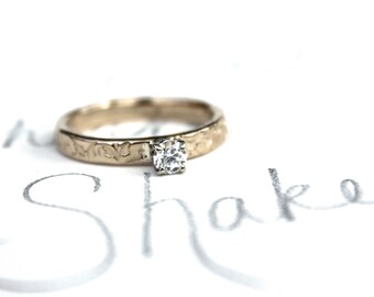 Canadian diamond engagement ring . traditional ethical engagement ring . yellow gold vine ring . ready to ship size 7 by peacesofindigo