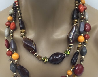 Multi Strand Beaded Necklace - Multistrand Necklace - 3 Layer Beaded Necklace - Beaded Bib Necklace