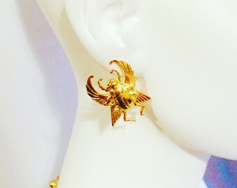 Scarab earrings Gold scarab earrings Scarab jewelry Egyptian scarab Egyptian earrings gold beetle earrings bug earrings bug jewelry