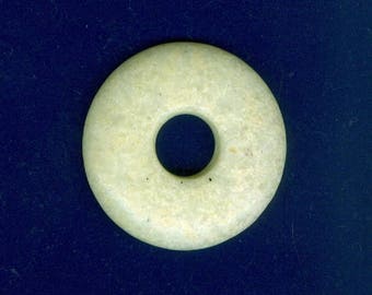 Yellow Jasper Focal, 40mm Yellow Lemon Jasper Gemstone PI Donut Pendant Focal Bead 1012T