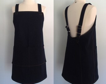 Denim Japanese Apron Heavyweight, Adjustable, Denim Garden Apron, Denim Artist Apron, Heavy Weight Apron, Heavy Duty Apron, Pinafore, No Tie
