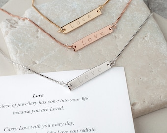 Love Bar Necklace with Adjustable Chain