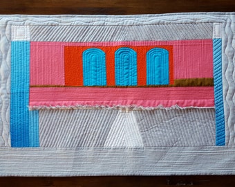 Modern Quilt, Minimalist Quilt, Mini Quilt, Grey Quilt, Quilted Wall Hanging