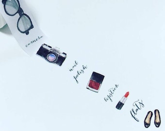 Lipstick washi tape, camera washi tape, nail polish washi, fashion washi tape