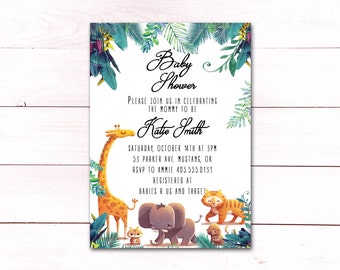 Jungle Baby Shower Invitation, Boy Baby Shower Invite, Safari Baby Shower Invite, Baby Shower Invitation Boy