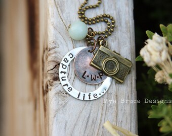 Vintage inspired CAPTURE LIFE ... NEW mixed metal Photographer necklace