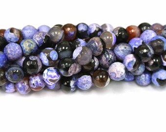 8mm Purple Agate Round Beads, Round Purple Agate Beads, 1 Strand, Round Beads, Natural Stone Beads, Faceted Agate Beads, Wholesale Beads