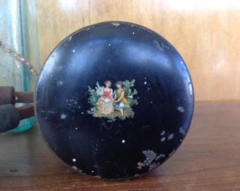 Antique Victorian Hand Painted Cosmetic Tin