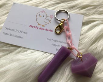 Purple Keychain with Faux crystal