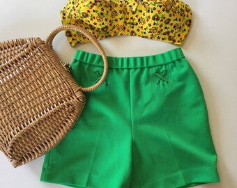 60s MOD Shorts - Lime Green - High Waisted