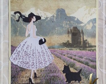 Dog #5 Handmade Greeting Card birthday wishes animals lovers castle scene