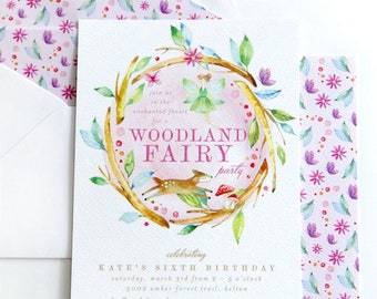 Printable Woodland Fairy birthday invitation - Fairy party - Enchanted Forest birthday - Forest creatures - Birthday party - Customizable