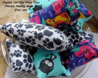 Catnip Pillow Toys 2 Large, Huggers and Squares, Cat Nip Toys, Your Cats will LOVE these, handmade,