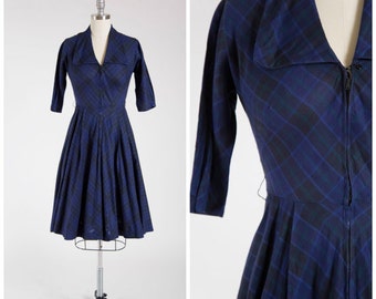 SALE! Vintage 1950s Plaid Dress