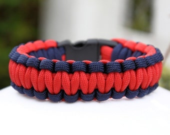 Paracord Survival Bracelet - Navy Blue and Red