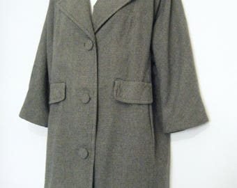 1950s HOUNDSTOOTH wool Ladies CAR COAT, size xl