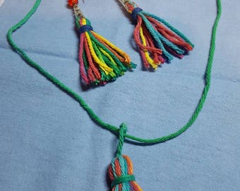 Colorful Tassel necklace & earring set
