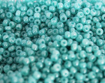 Turquoise blue seed beads 2mm