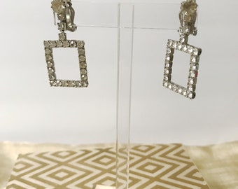 Vintage Rectangle Rhinestone Earrings