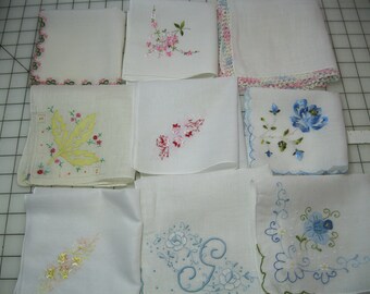 Lot of Nine Vintage Handkerchiefs