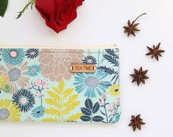 ON SALE Mother's day gift, Tea wallet, Travel Tea bag holder, Fabric Tea bag wallet, zippered pouch, Tea bag holder, Tea Accessories, Tea Lo