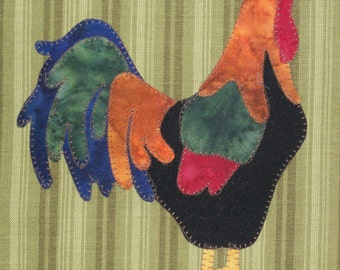 Rooster Applique PDF Pattern for Tea Towel