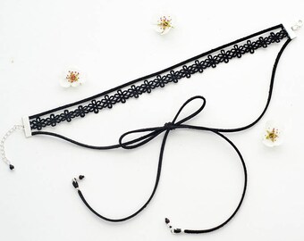 Layered Necklace Black Choker Layered Choker Necklace Lace Choker Black Lace Necklace Tatoo Choker Cute Gift Idea under 15 Fashion Accessory