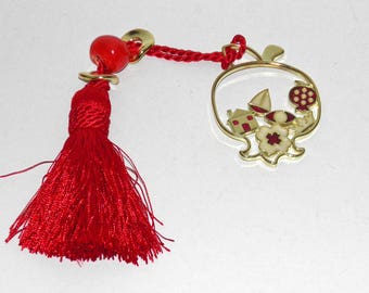 Beautiful Gold Pomegranate Charm with Red Enamel Color - Metal Good Luck Charm Gift Wrap - Greek Souvenir - Brass Plated - House, Evil Eye