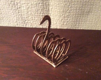 Vintage Brass Swan Letter Holder