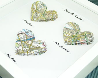 We met We married We Live. Heart Map Print. Wedding Gift. Anniversary Gift. Engagement gift. Paper Anniversary gift. First Anniversary xmas