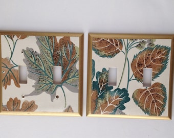 Light Switch Plates with Leaves for 2 Toggles