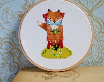 Fireside Fox Embroidery and Applique PDF pattern