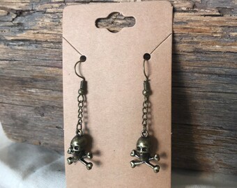 Skull and Crossbones Drop Earrings