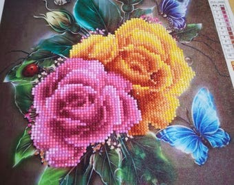 Diamond painting image, handmade & framed